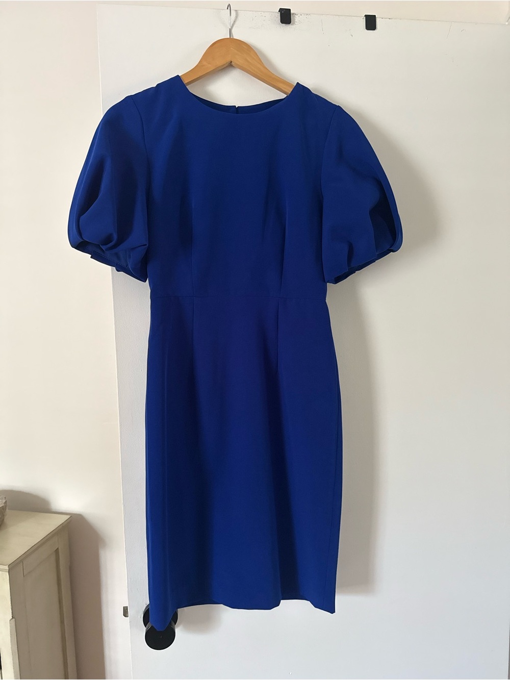 Milly Royal Blue Puff-Sleeve Asymmetrical Dress